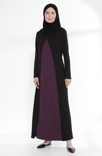 توبانور فستان بتصميم موصول بقطعة 2895-06 لون أسود و بنفسجي 2895-06