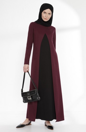 توبانور فستان بتصميم موصول بقطعة 2895-07 لون أرجواني و أسود 2895-07