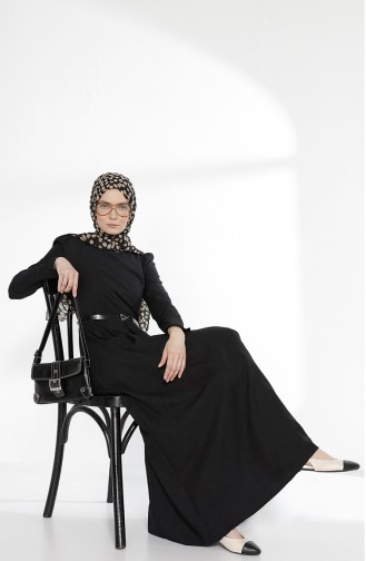 Kleid mit Gürtel 3159-18 Schwarz 3159-18