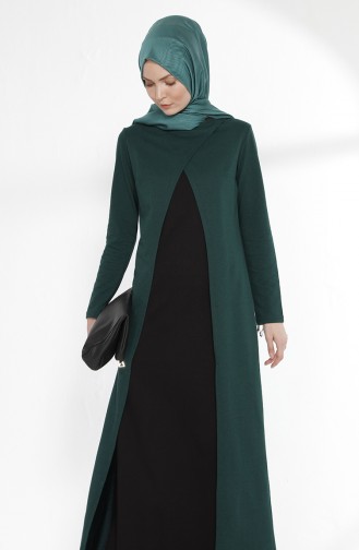 TUBANUR Suit Looking Dress 2895-03 Emerald Green Black 2895-03