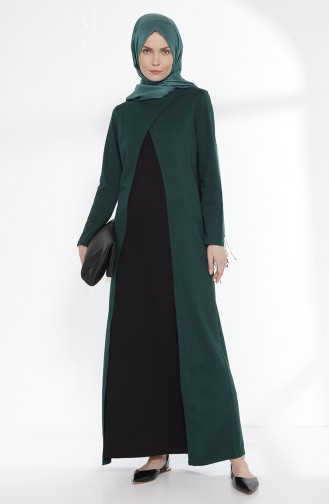 TUBANUR Suit Looking Dress 2895-03 Emerald Green Black 2895-03