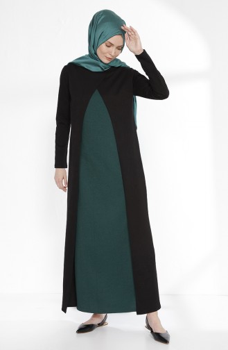 Zwei Fäden Kleid 3158-04 Schwarz Smaragdgrün 3158-04