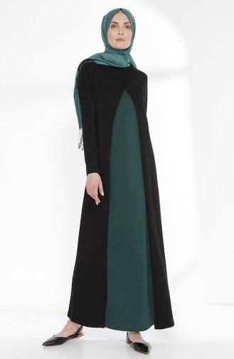 TUBANUR Suit Looking Dress 2895-04 Black Emerald Green 2895-04