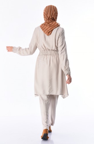 Aerobin Kumaş Tunik Pantolon İkili Takım 5775-03 Bej