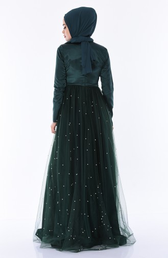 Emerald Green Hijab Evening Dress 12002-03
