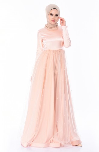 Lachsrosa Hijab-Abendkleider 12002-06