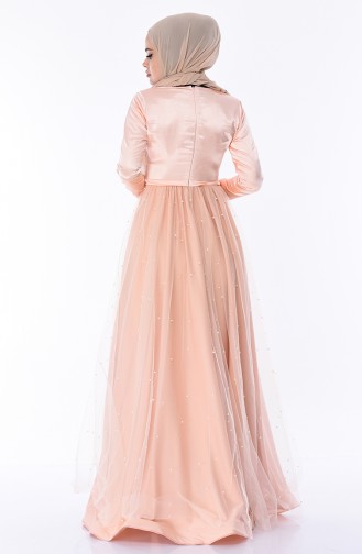 Salmon Hijab Evening Dress 12002-06