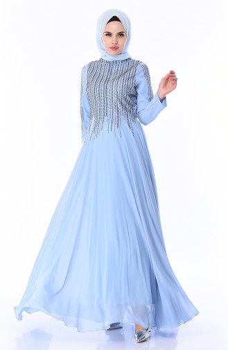 Baby Blue Hijab Evening Dress 2012-04