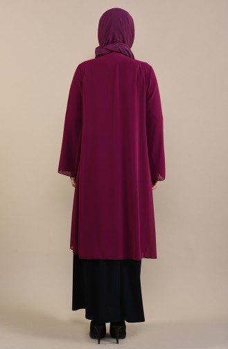 Plum Hijab Evening Dress 2421-03