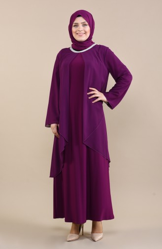 Purple Hijab Evening Dress 2422-01