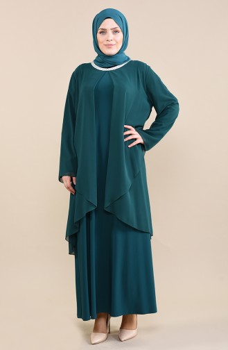 Smaragdgrün Hijab-Abendkleider 2422-02