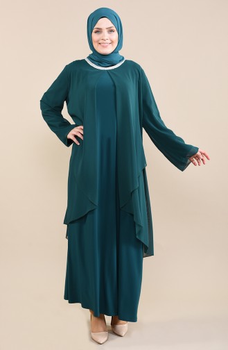 Smaragdgrün Hijab-Abendkleider 2422-02