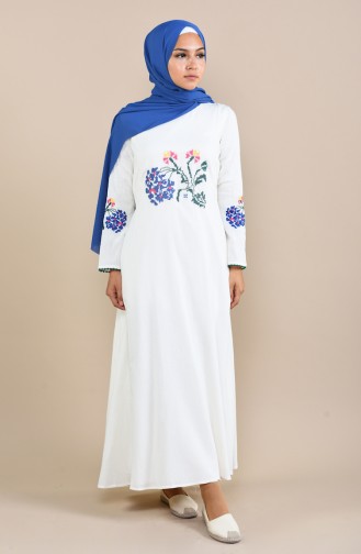 Ecru Hijab Dress 22203-07