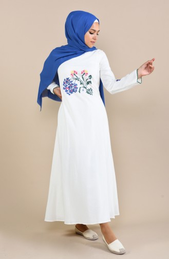 Ecru Hijab Dress 22203-07