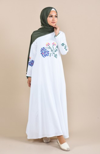 White Hijab Dress 22203-08