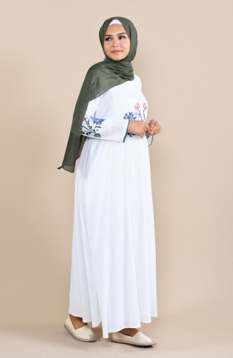 White Hijab Dress 22203-08