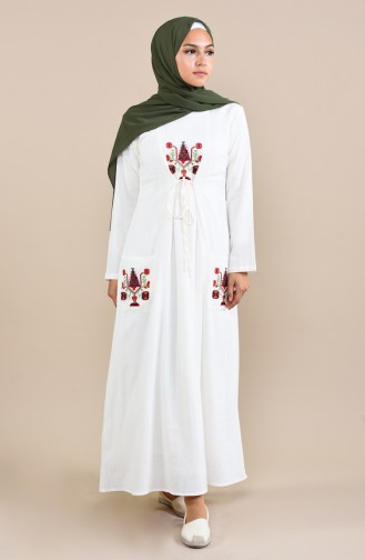 Ecru Hijab Dress 22205-07
