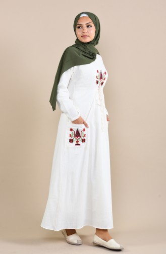 Ecru Hijab Dress 22205-07