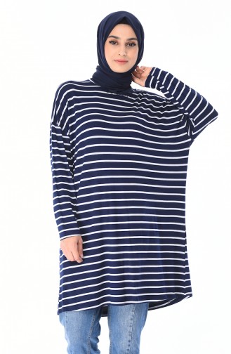 Çizgili Penye Tunik 5225A-01 Lacivert