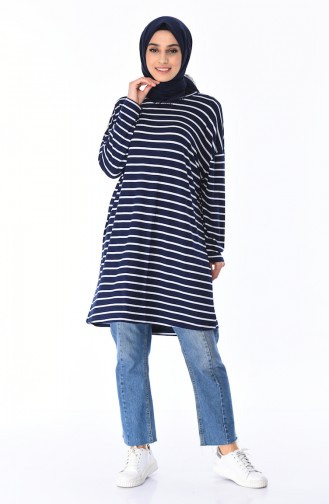 Çizgili Penye Tunik 5225A-01 Lacivert