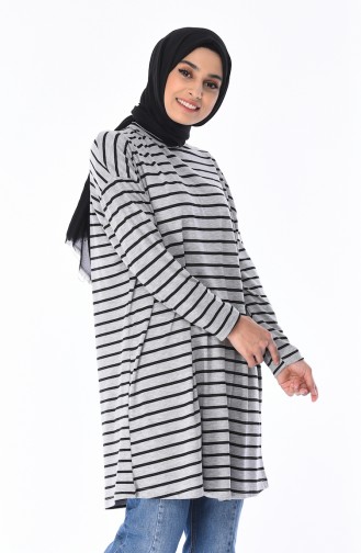 Çizgili Penye Tunik 5225A-02 Gri