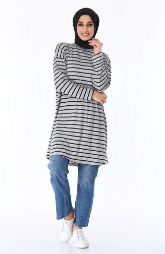 Çizgili Penye Tunik 5225A-02 Gri