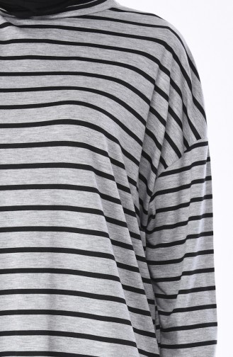 Çizgili Penye Tunik 5225A-02 Gri