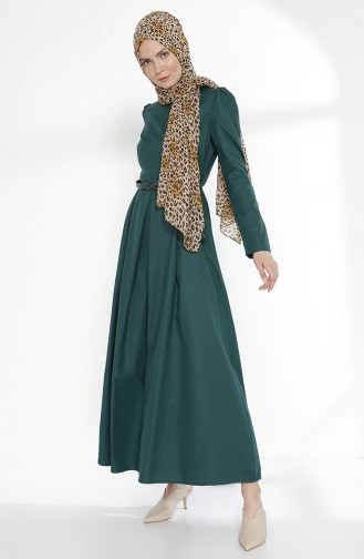 TUBANUR Belted Dress 2781-13 Emerald Green 2781-13