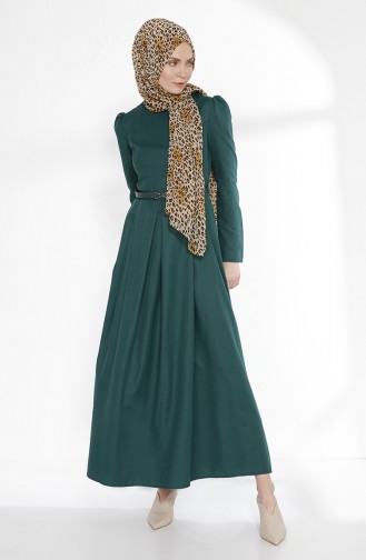 TUBANUR Belted Dress 2781-13 Emerald Green 2781-13