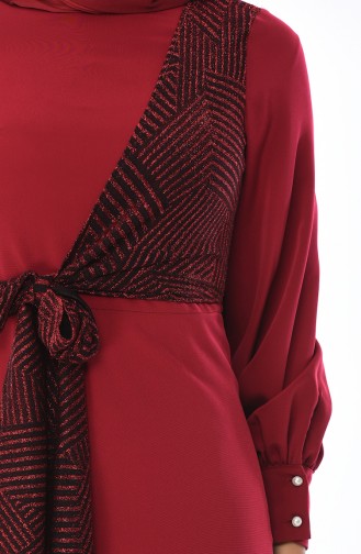 فستان أحمر كلاريت 8055-01