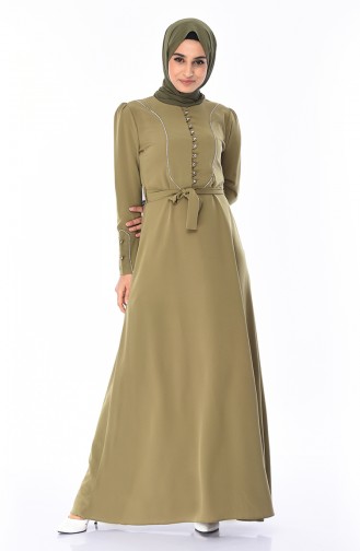 Khaki İslamitische Jurk 8152-04