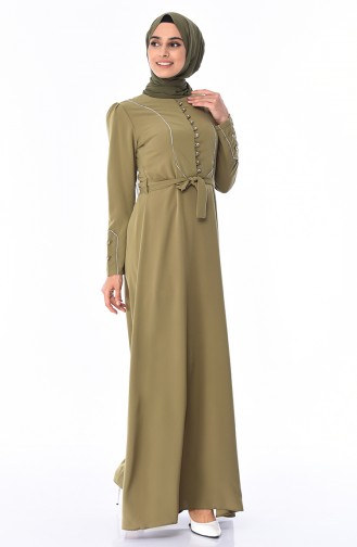 Khaki İslamitische Jurk 8152-04