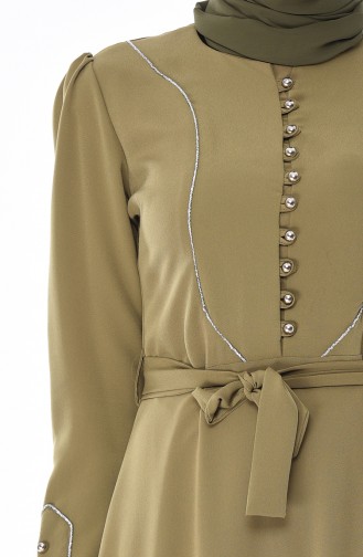 Khaki İslamitische Jurk 8152-04