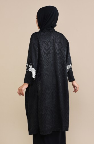 Payetli Abaya 8539-01 Siyah