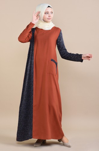 Brick Red Hijab Dress 0011-01