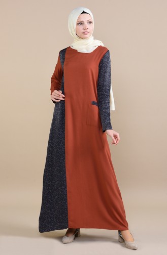 Brick Red Hijab Dress 0011-01