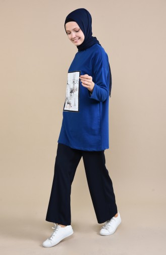 Pantalon Large Taille élastique 2093-02 Bleu marine Foncé 2093-02