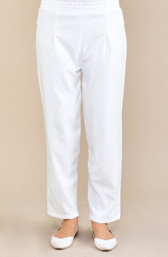 Elastic Waist Pants 5272-01 White 5272-01