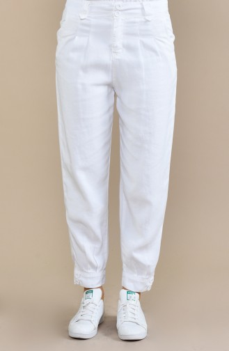 Pantalon Tensel avec Poches 2585-02 Blanc 2585-02