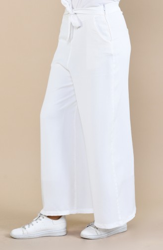 Pantalon Large a Ceinture 2564-09 Blanc 2564-09