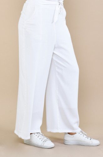 Pantalon Large a Ceinture 2564-09 Blanc 2564-09