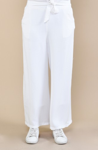 Pantalon Large a Ceinture 2564-09 Blanc 2564-09