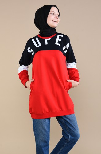 Sweatshirt avec Poches 3452-05 Rouge 3452-05