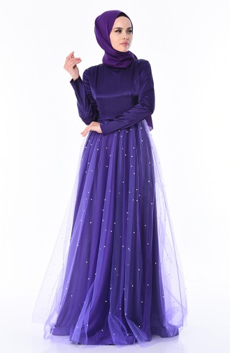 Purple Hijab Evening Dress 12002-04