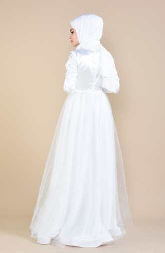 Pearl Tulle Evening Dress 12002-08 Ecru 12002-08