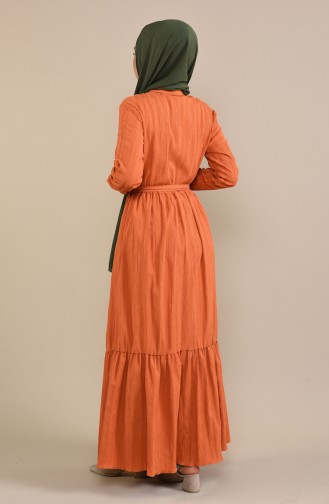 Brick Red Hijab Dress 0009-02