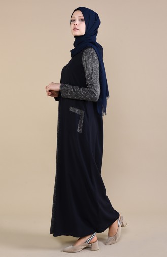 Navy Blue Hijab Dress 0011-02