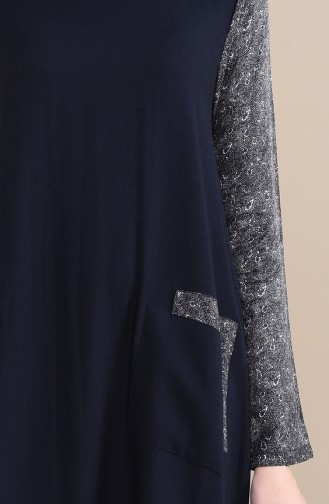 Navy Blue Hijab Dress 0011-02