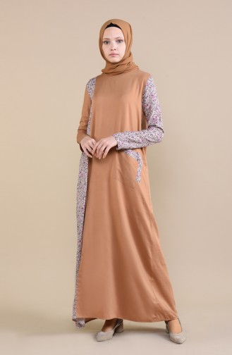 Dark Mustard Hijab Dress 0011C-01