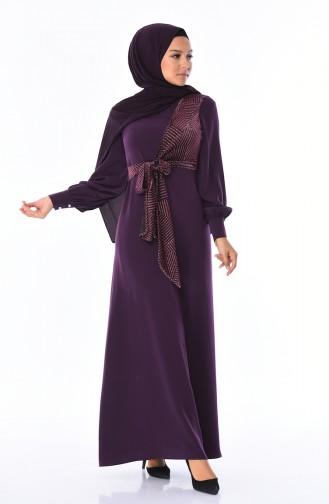 Purple Hijab Dress 8055-03